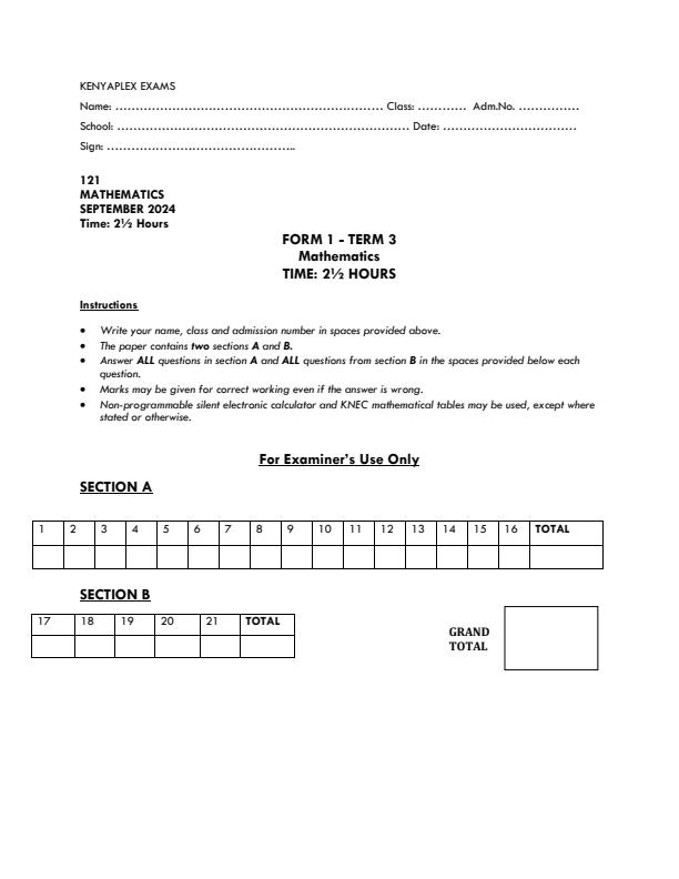 Preview page Form-1-Mathematics-Term-3-Opener-Exam-2024-Version-2_3068_0.jpg