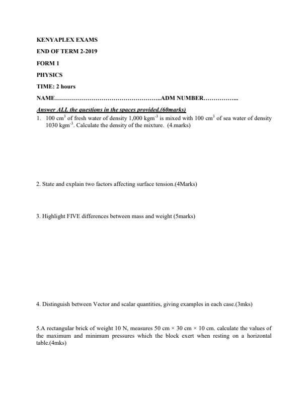 Preview page Form-1-Physics-End-of-Term-2-Exams-2019_226_0.jpg