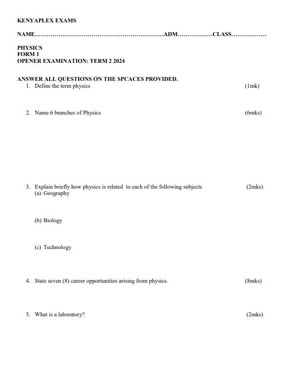 Preview page Form-1-Physics-Term-2-Opener-Exam-2024_2354_0.jpg