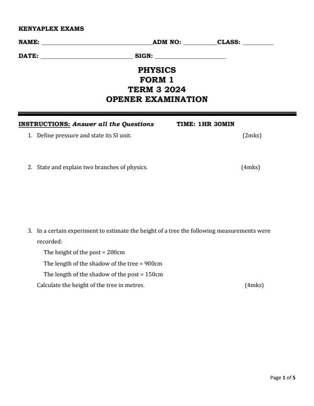 Preview page Form-1-Physics-Term-3-Opener-Exam-2024_3032_0.jpg