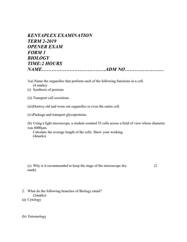 Preview page Form-1-Term-2-Biology-Opener-Exam-2019_142_0.jpg