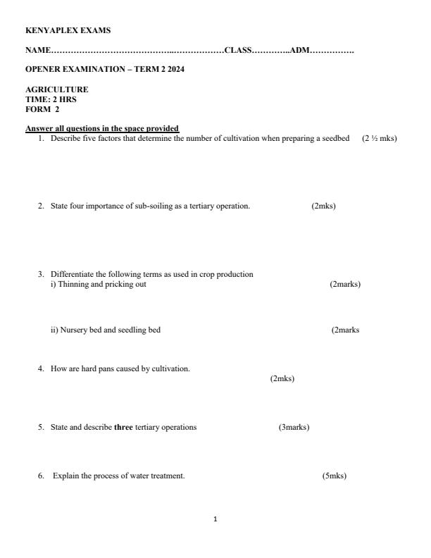 Preview page Form-2-Agriculture-Term-2-Opener-Exam-2024_2363_0.jpg