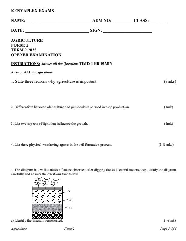 Preview page Form-2-Agriculture-Term-2-Opener-Exam-2025_3919_0.jpg