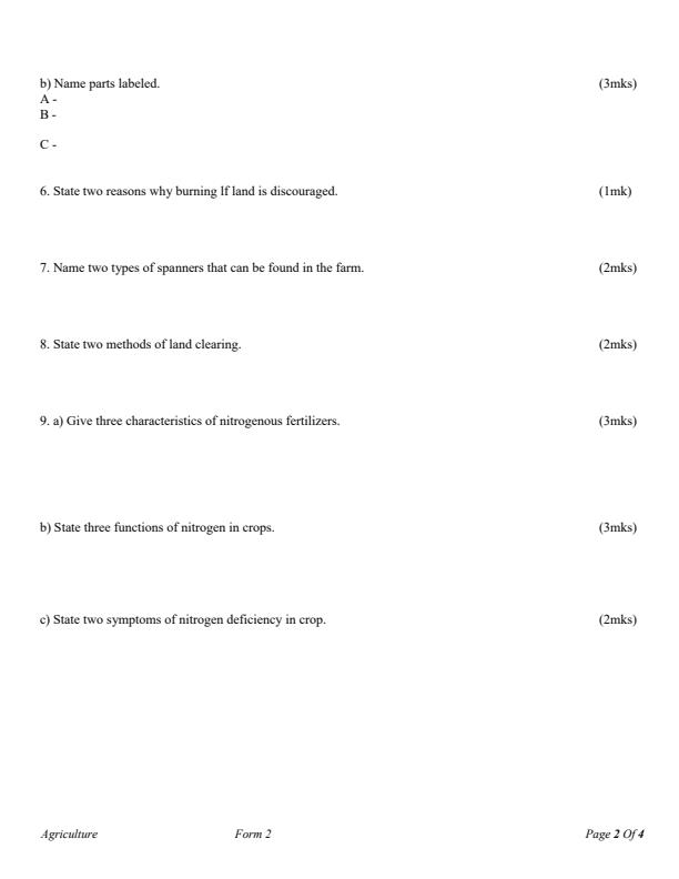 Preview page Form-2-Agriculture-Term-2-Opener-Exam-2025_3919_1.jpg