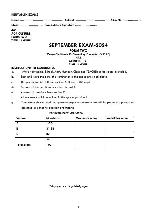 Preview page Form-2-Agriculture-Term-3-Opener-Exam-2024-Version-2_3070_0.jpg
