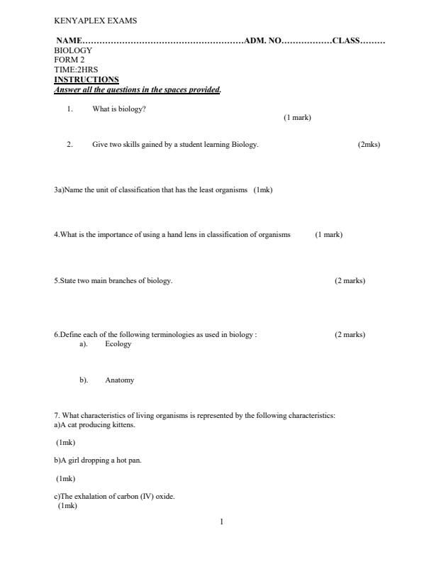 Preview page Form-2-Biology-Term-1-Opener-Exam-2024_1988_0.jpg