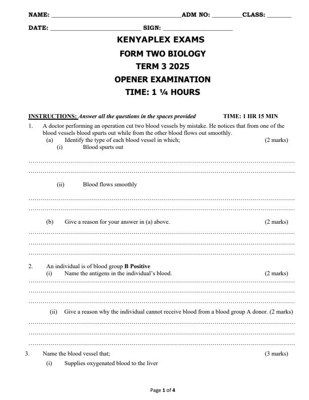Preview page Form-2-Biology-Term-3-Opener-Exam-2025_4577_0.jpg