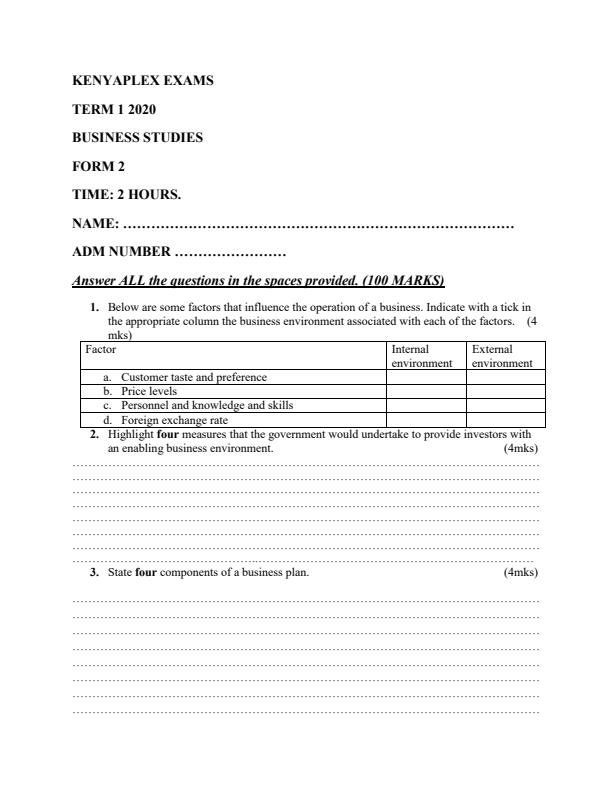 Preview page Form-2-Business-Studies-End-of-Term-1-Examination-2020_639_0.jpg