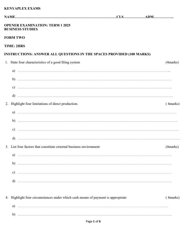Preview page Form-2-Business-Studies-Term-1-Opener-Exam-2025_3552_0.jpg