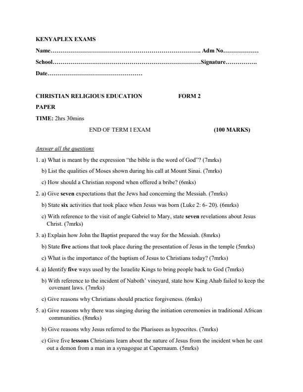 Preview page Form-2-CRE-End-of-Term-1-Examination-2019_106_0.jpg