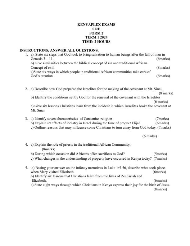 Preview page Form-2-CRE-End-of-Term-1-Examination-2024_2224_0.jpg