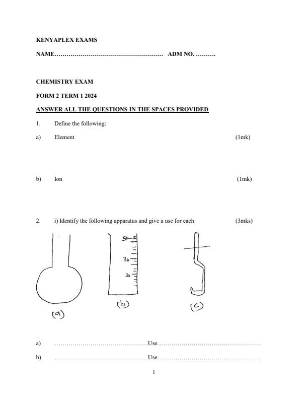 Preview page Form-2-Chemistry-End-of-Term-1-Examination-2024-Version-2_2327_0.jpg