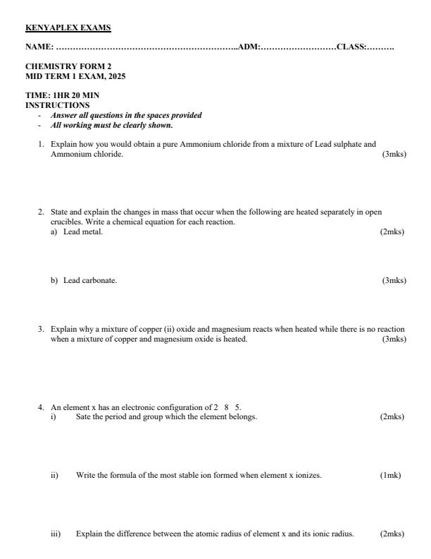 Preview page Form-2-Chemistry-Mid-Term-1-Exam-2025_3664_0.jpg