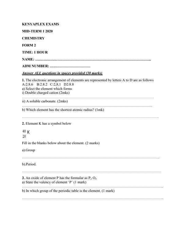 Preview page Form-2-Chemistry-Mid-Term-1-Examination-2020_554_0.jpg