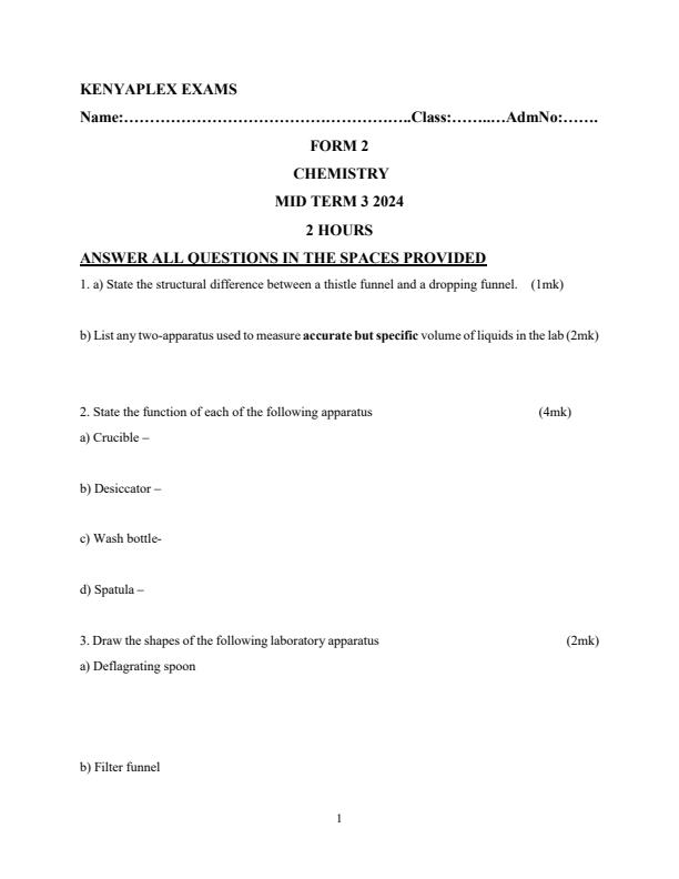 Preview page Form-2-Chemistry-Mid-Term-3-Examination-2024_3214_0.jpg