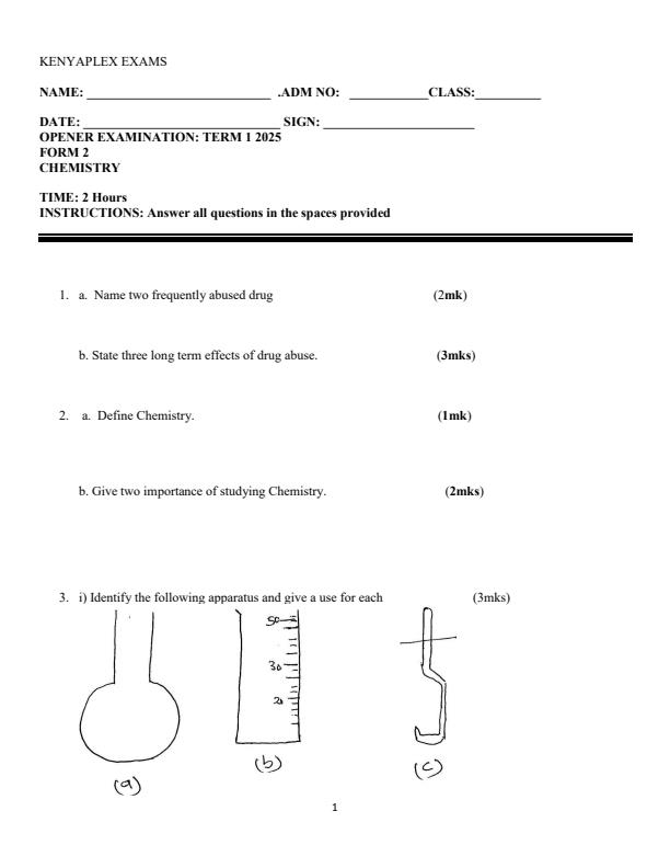Preview page Form-2-Chemistry-Term-1-Opener-Exam-2025_3553_0.jpg