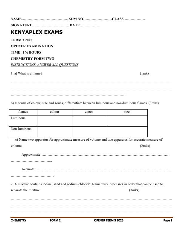 Preview page Form-2-Chemistry-Term-3-Opener-Exam-2025_4579_0.jpg