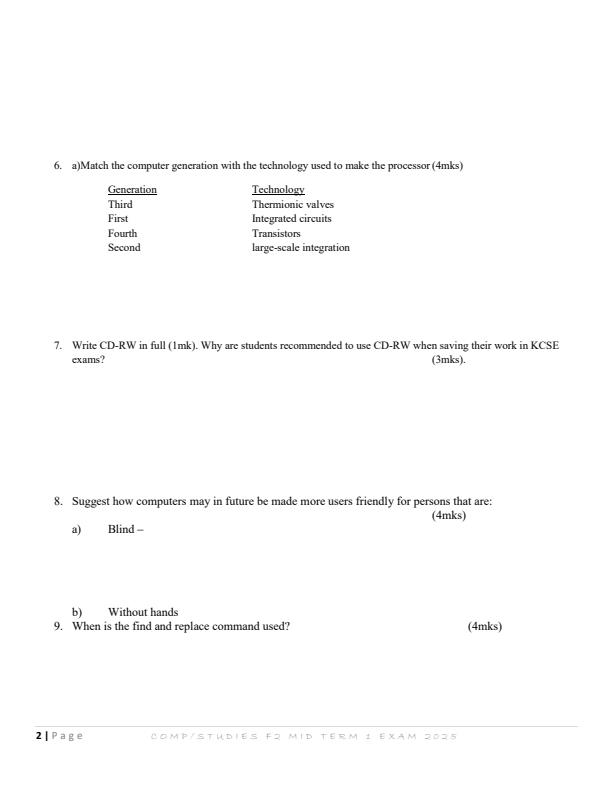 Preview page Form-2-Computer-Studies-Mid-Term-1-Exam-2025_3696_1.jpg
