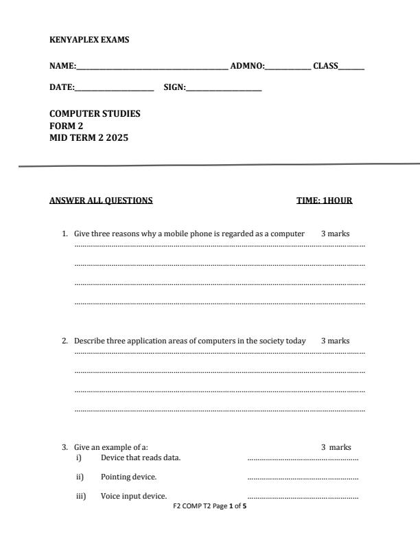 Preview page Form-2-Computer-Studies-Mid-Term-2-Exam-2025_4081_0.jpg