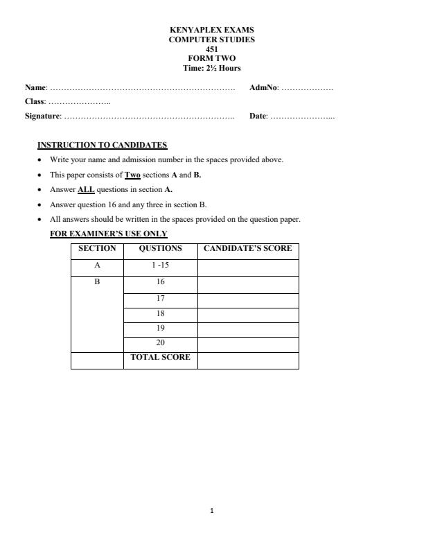 Preview page Form-2-Computer-Studies-Term-1-Opener-Exam-2024_1991_0.jpg