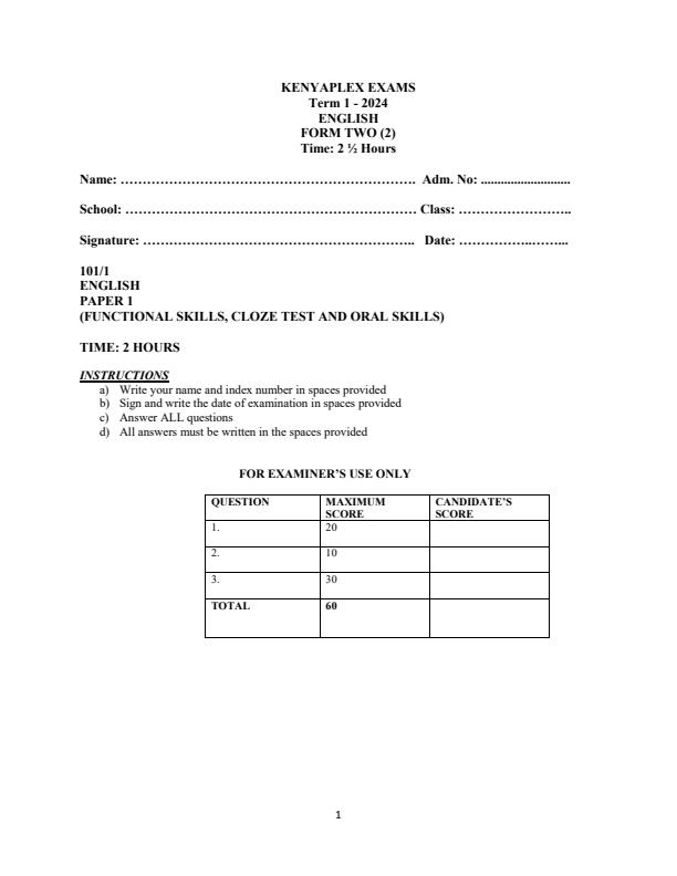 Preview page Form-2-English-End-of-Term-1-Examination-2024_2226_0.jpg