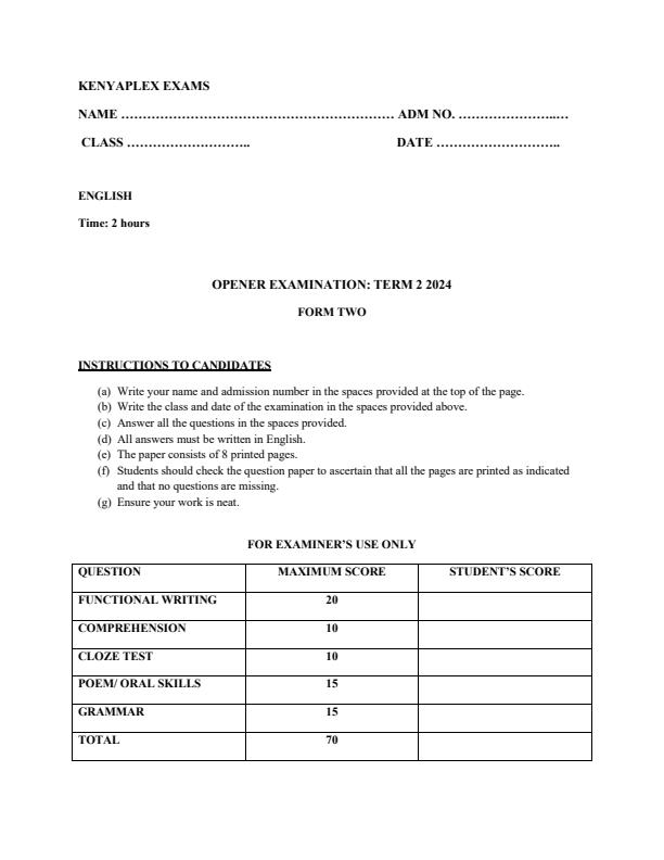 Preview page Form-2-English-Term-2-Opener-Exam-2024_2383_0.jpg