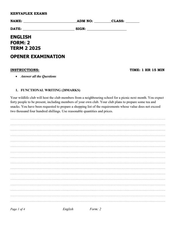 Preview page Form-2-English-Term-2-Opener-Exam-2025_3937_0.jpg