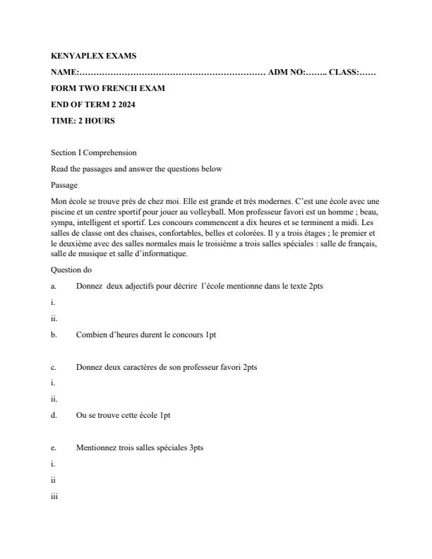 Preview page Form-2-French-End-of-Term-2-Examination-2024_2748_0.jpg