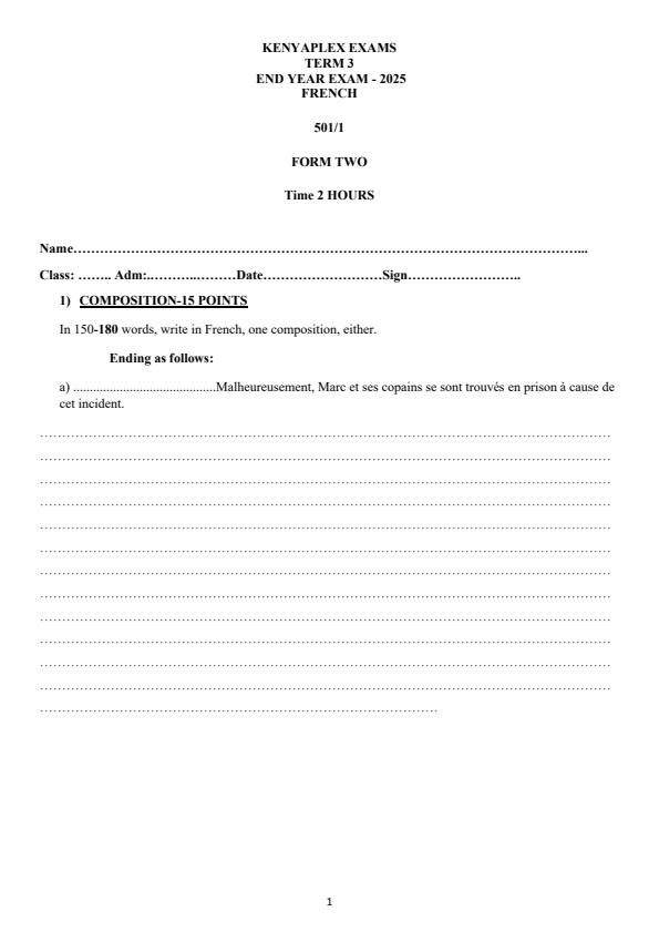 Preview page Form-2-French-End-of-Term-3-Examination-2025_4837_0.jpg