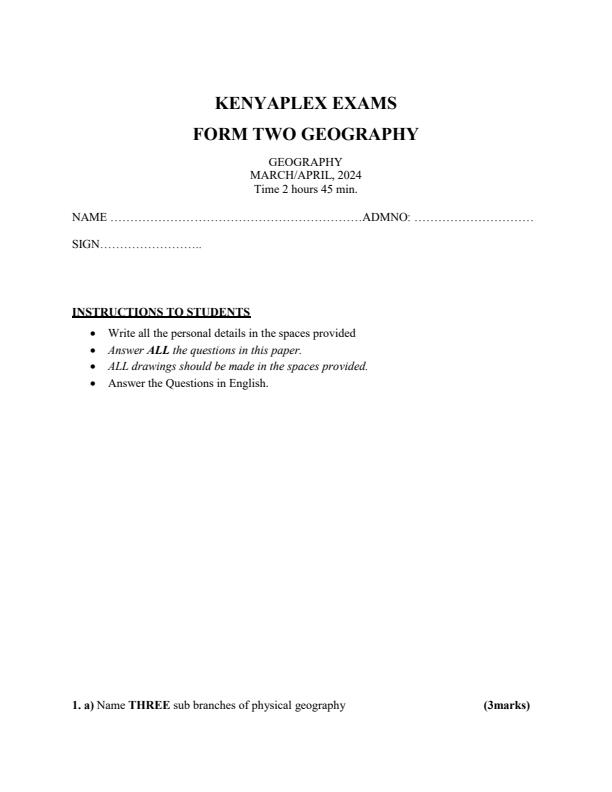 Preview page Form-2-Geography-End-of-Term-1-Examination-2024_2228_0.jpg