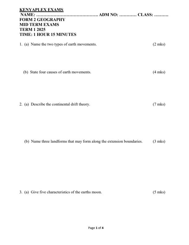 Preview page Form-2-Geography-Mid-Term-1-Exam-2025_3668_0.jpg