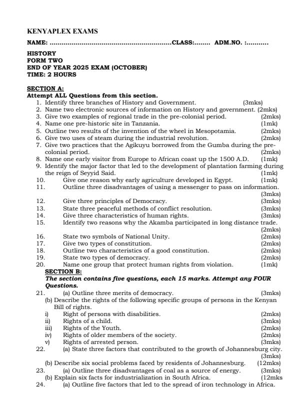 Preview page Form-2-History-and-Government-End-of-Term-3-Examination-2025_4737_0.jpg