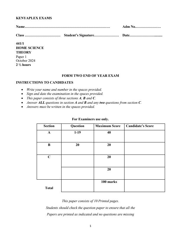 Preview page Form-2-Home-Science-End-of-Term-3-Examination-2024_3307_0.jpg