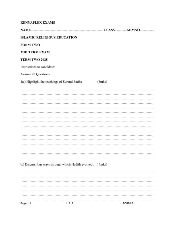 Preview page Form-2-IRE-Mid-Term-2-Exam-2025_4221_0.jpg