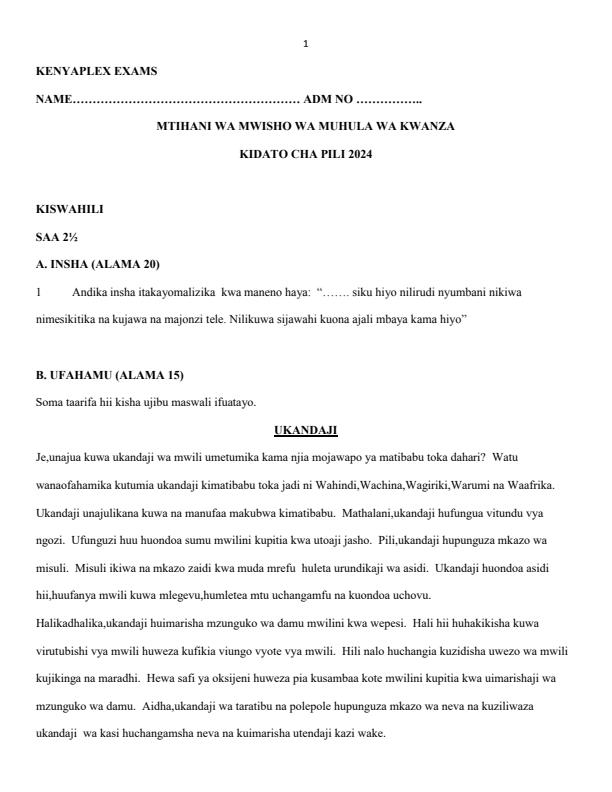 Preview page Form-2-Kiswahili-End-of-Term-1-Examination-2024-Version-2_2331_0.jpg