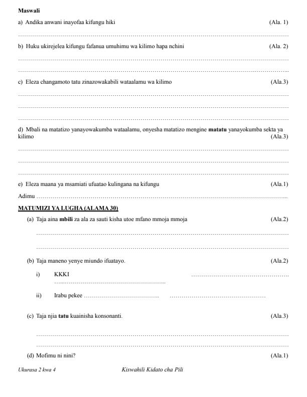 Preview page Form-2-Kiswahili-Term-2-Opener-Exam-2025_3949_1.jpg