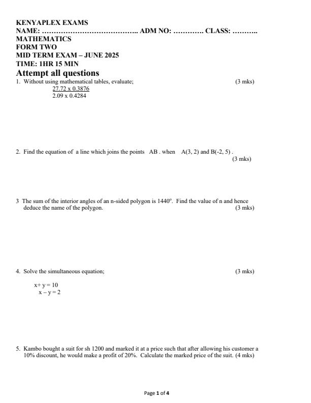 Preview page Form-2-Mathematics-Mid-Term-2-Exam-2025_4088_0.jpg