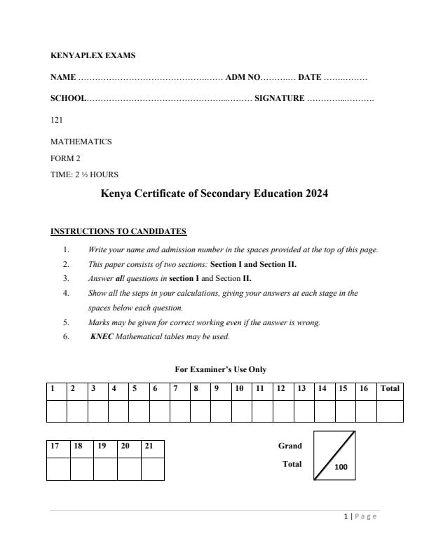 Preview page Form-2-Mathematics-Term-1-Opener-Exam-2024_1995_0.jpg