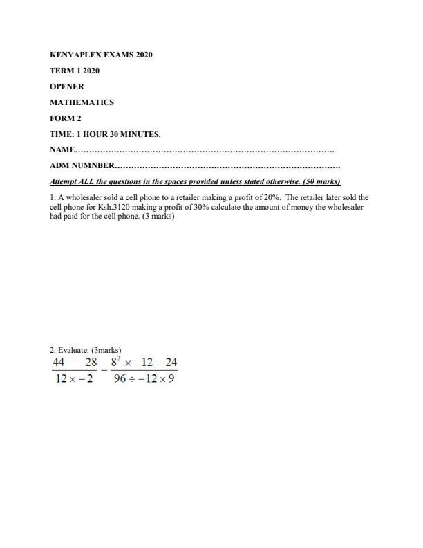 Preview page Form-2-Mathematics-Term-1-Opener-Examination-2020_448_0.jpg
