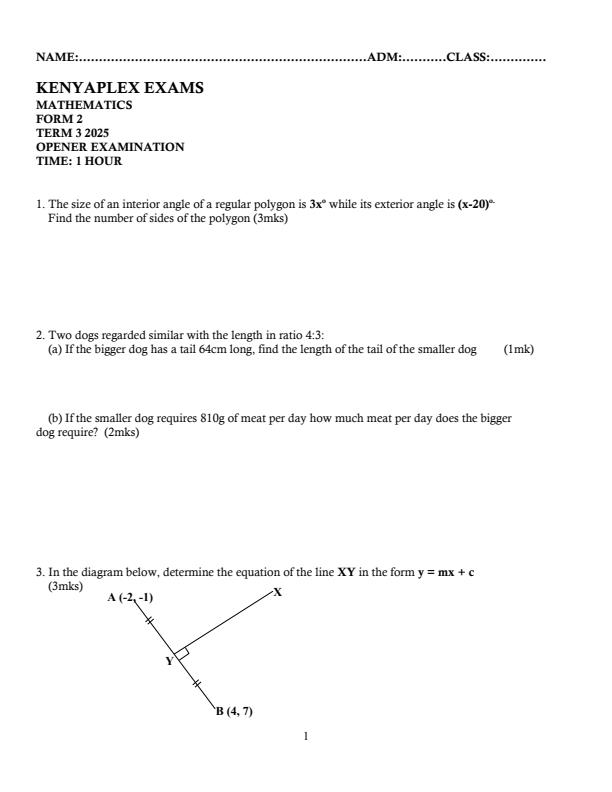 Preview page Form-2-Mathematics-Term-3-Opener-Exam-2025_4586_0.jpg