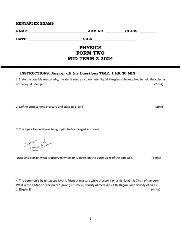 Preview page Form-2-Physics-Mid-Term-3-Examination-2024_3255_0.jpg