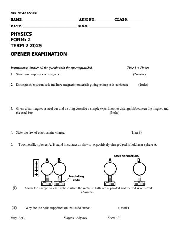 Preview page Form-2-Physics-Term-2-Opener-Exam-2025_3955_0.jpg