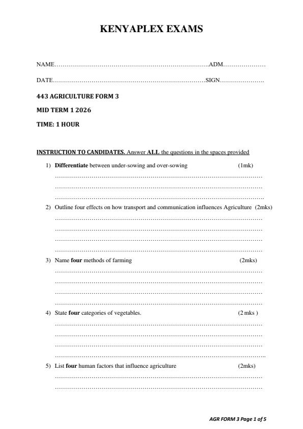 Preview page Form-3-Agriculture-Mid-Term-1-Exam-2026_5230_0.jpg
