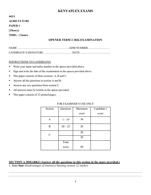 Preview page Form-3-Agriculture-Paper-1-Term-2-Opener-Exam-2026_5690_0.jpg