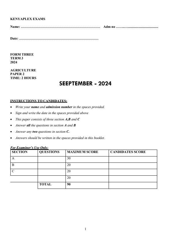 Preview page Form-3-Agriculture-Term-3-Opener-Exam-2024-Version-2_3088_0.jpg