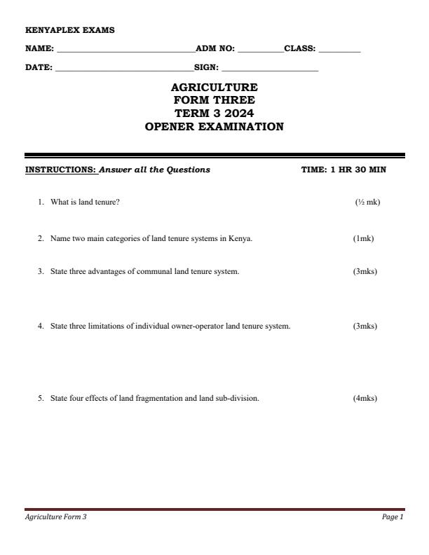 Preview page Form-3-Agriculture-Term-3-Opener-Exam-2024_2991_0.jpg