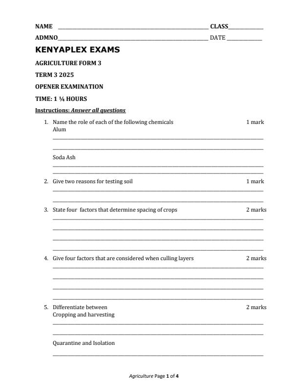 Preview page Form-3-Agriculture-Term-3-Opener-Exam-2025_4588_0.jpg