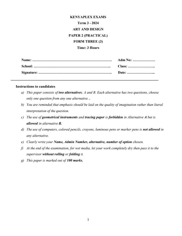 Preview page Form-3-Art-and-Design-Paper-2-End-of-Term-3-Examination-2024_3259_0.jpg