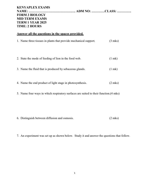 Preview page Form-3-Biology-Mid-Term-1-Exam-2025_3673_0.jpg
