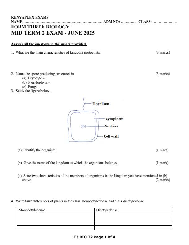 Preview page Form-3-Biology-Mid-Term-2-Exam-2025_4090_0.jpg